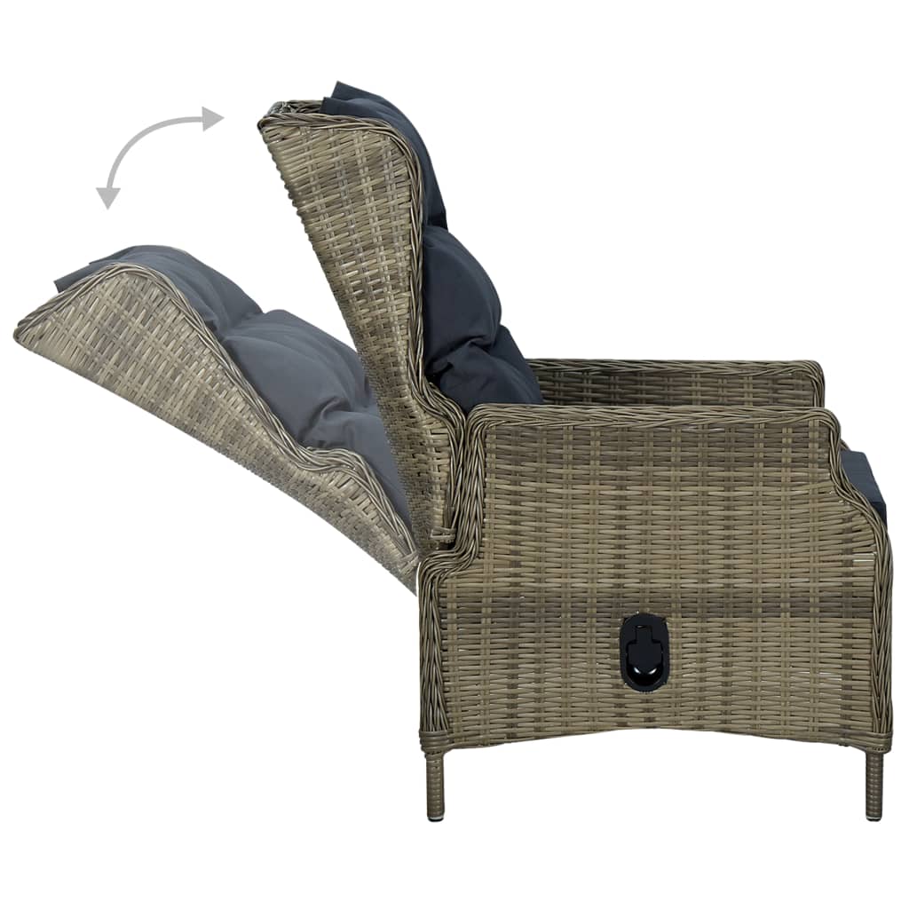 vidaXL 2 Piece Patio Lounge Set with Cushions Poly Rattan Brown