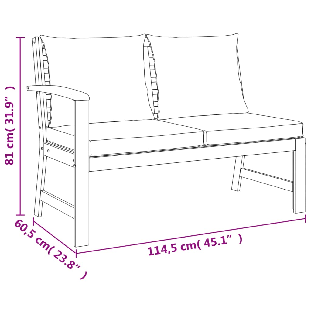 vidaXL 11 Piece Patio Dining Set with Cushions Solid Wood Acacia