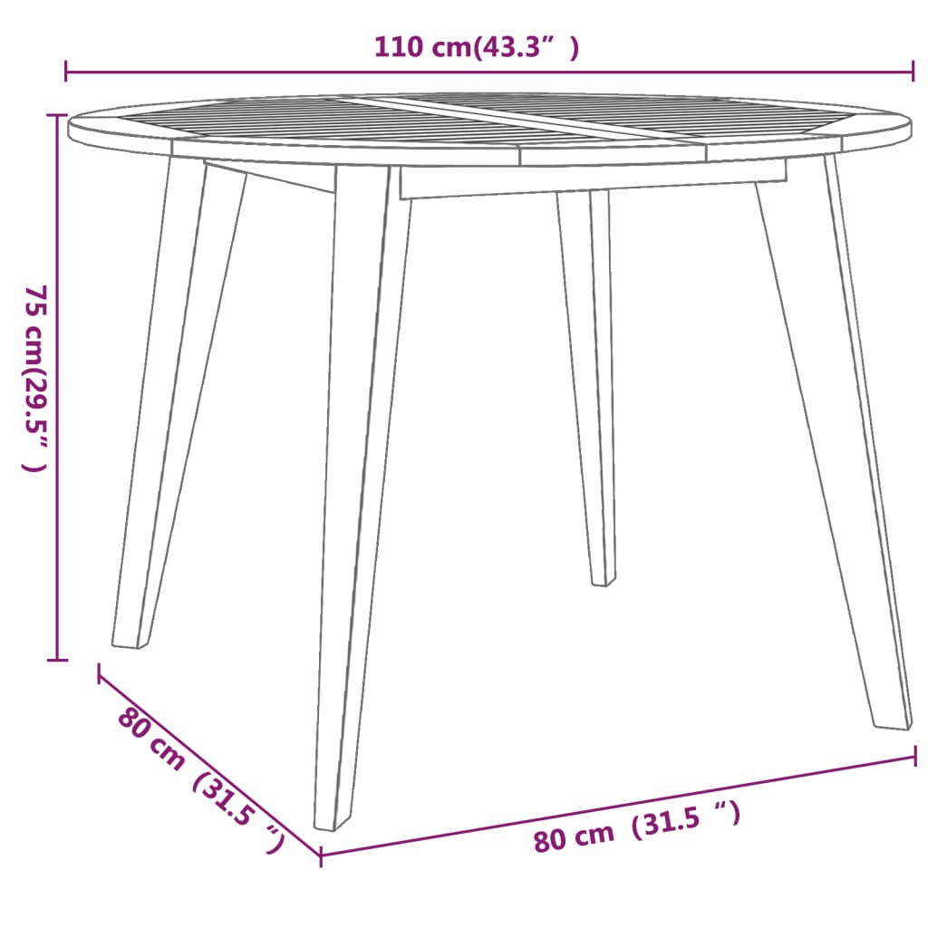 vidaXL 5 Piece Patio Dining Set Solid Wood Acacia