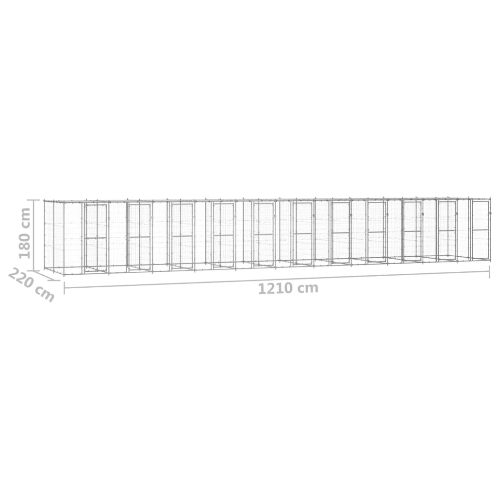 vidaXL Outdoor Dog Kennel Galvanized Steel with Roof 286.5 ft²