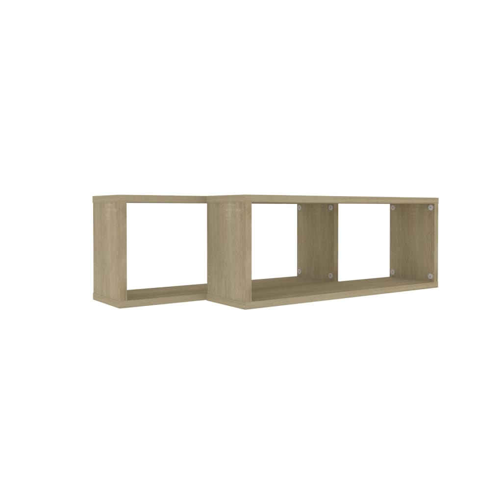 vidaXL Wall Cube Shelves 2 pcs Sonoma Oak 23.6"x5.9"x9.1" Engineered Wood