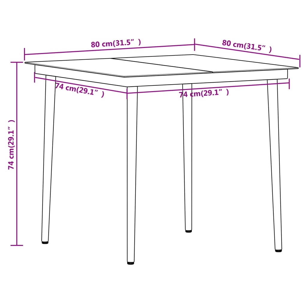 vidaXL 5 Piece Patio Dining Set Black