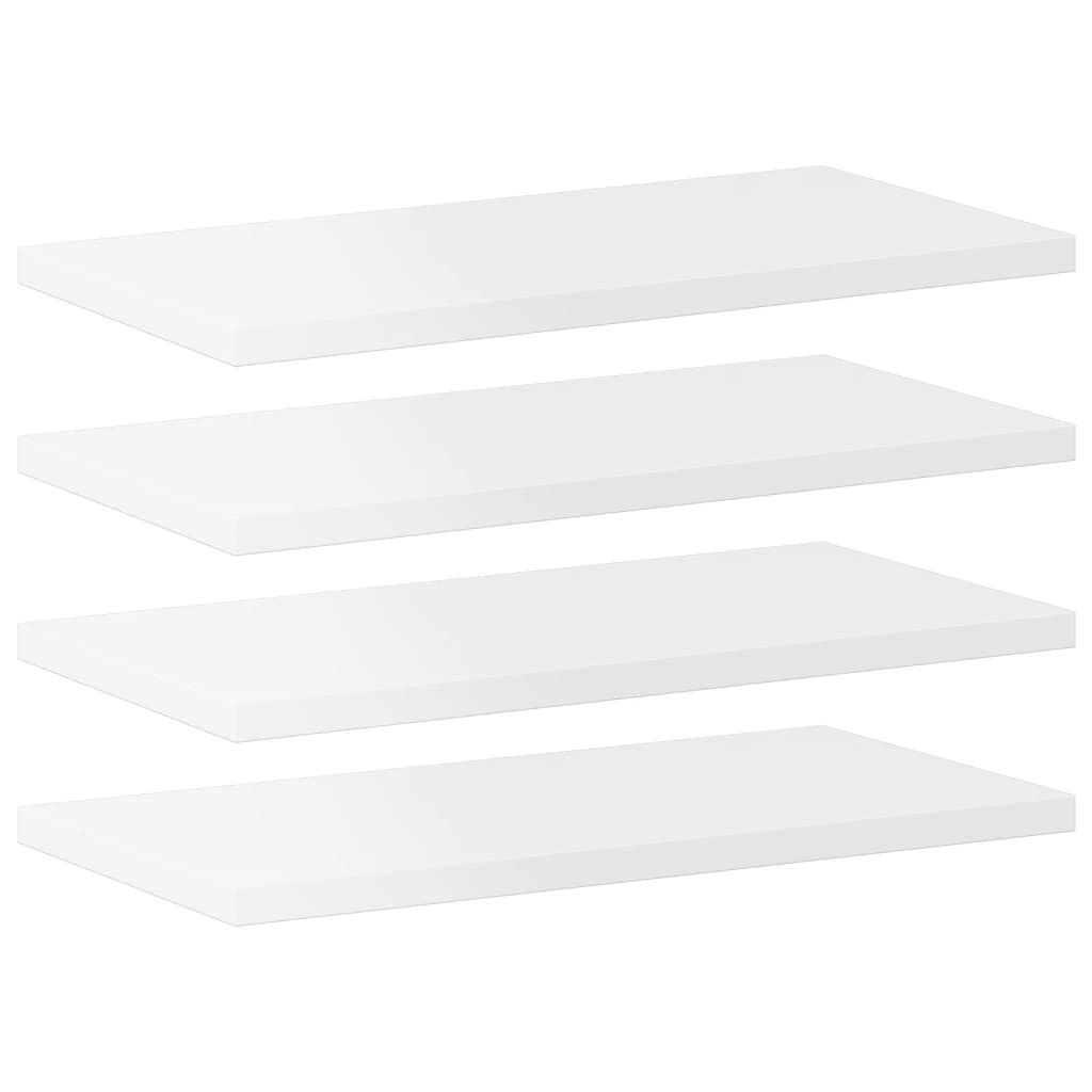 vidaXL Bookshelf Boards 4 pcs High Gloss White 15.7"x7.9"x0.6" Engineered Wood