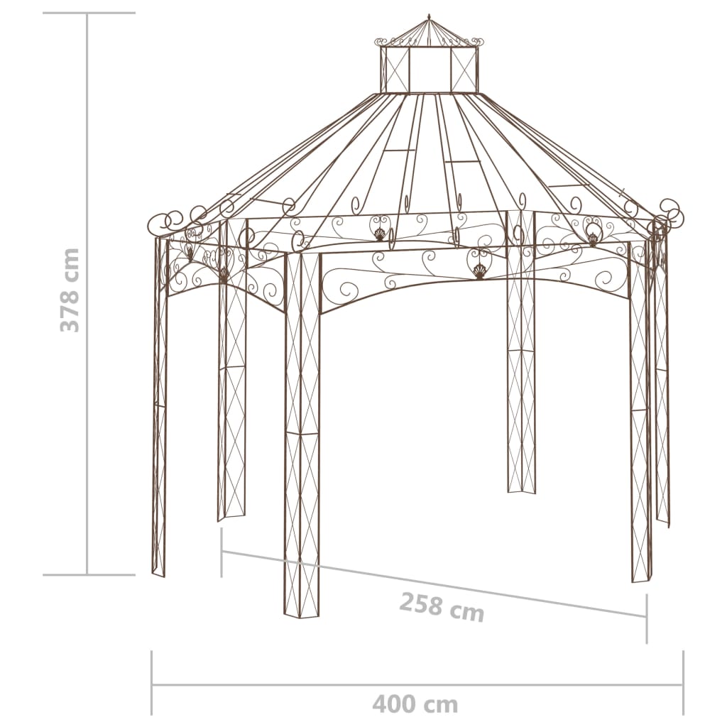 vidaXL Garden Pavilion Antique Brown 157.5"x101.6"x148.8" Iron