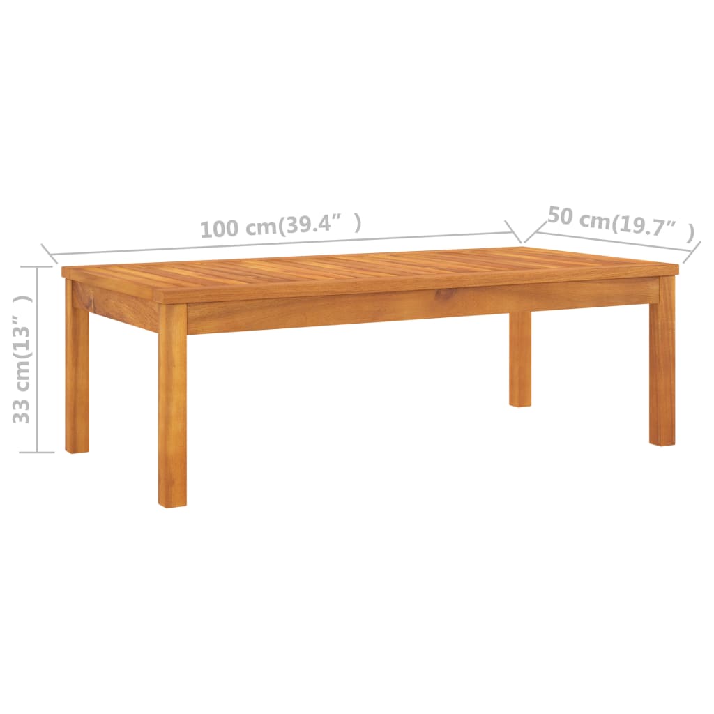 vidaXL Coffee Table 39.4"x19.7"x13" Solid Acacia Wood