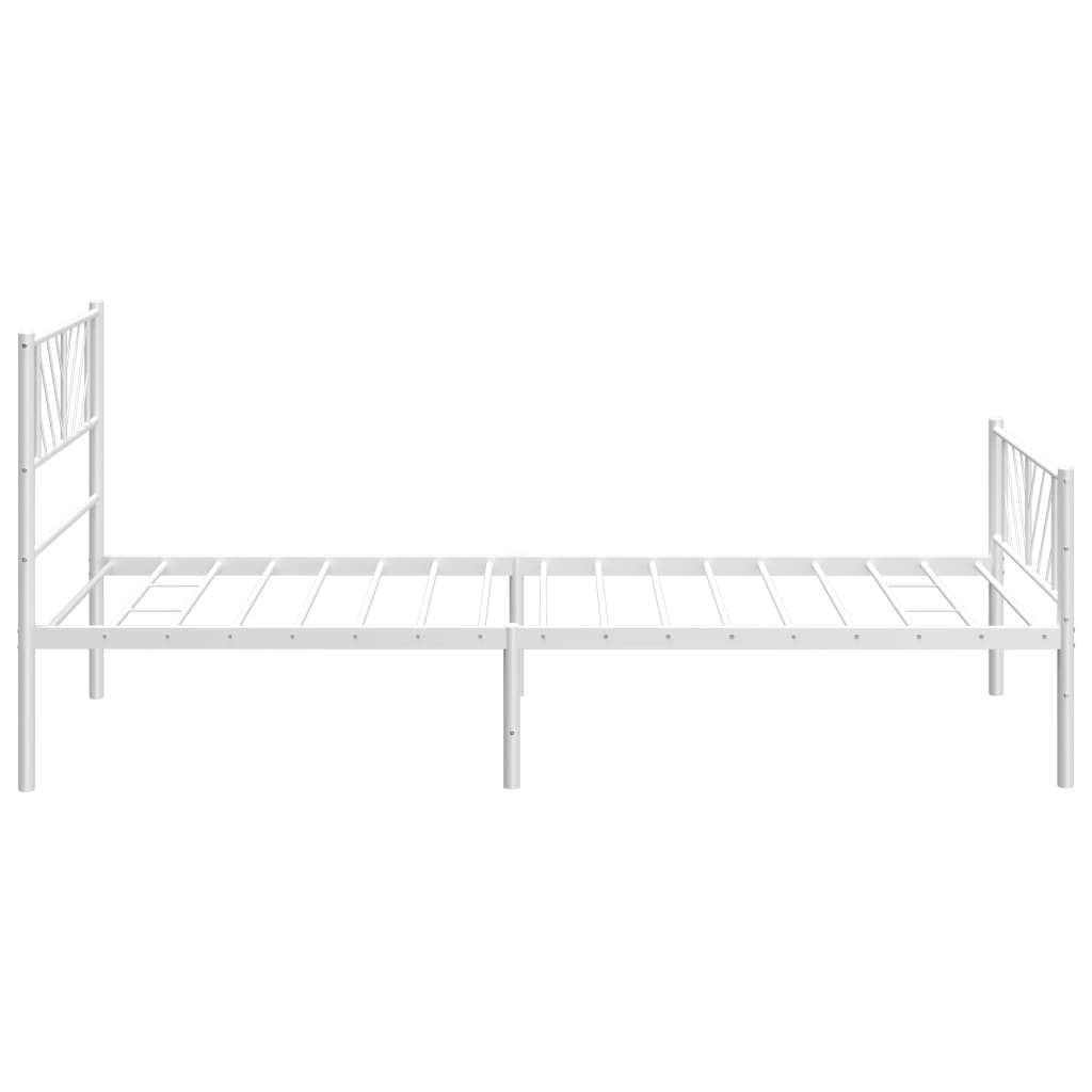 vidaXL Metal Bed Frame with Headboard and Footboard White 39.4"x78.7"