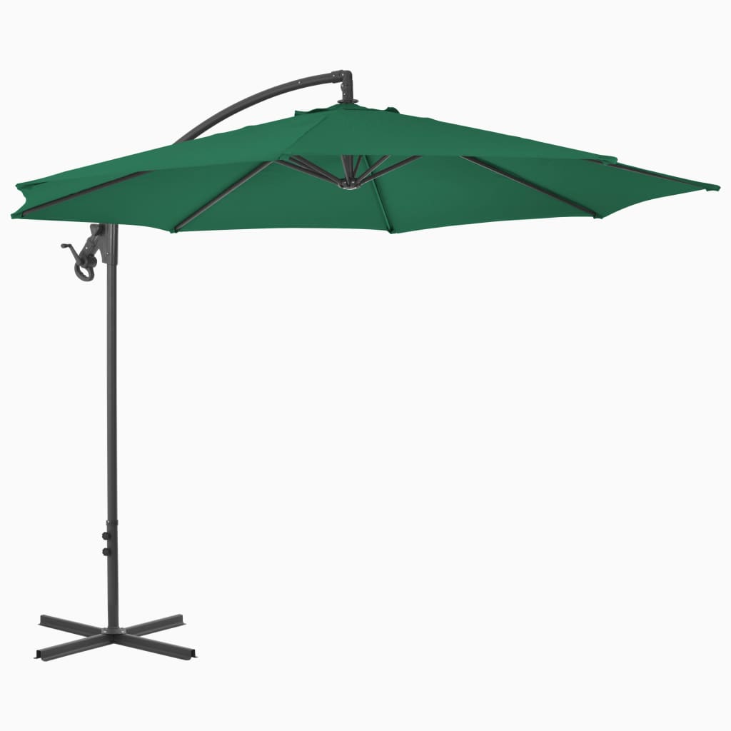 vidaXL Cantilever Garden Parasol with Steel Pole 118.1" Green