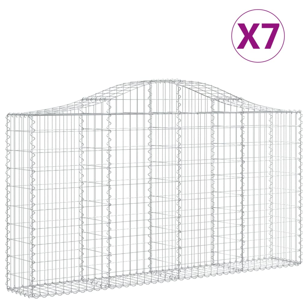 vidaXL Arched Gabion Baskets 7 pcs 78.7"x11.8"x39.4"/47.2" Galvanized Iron