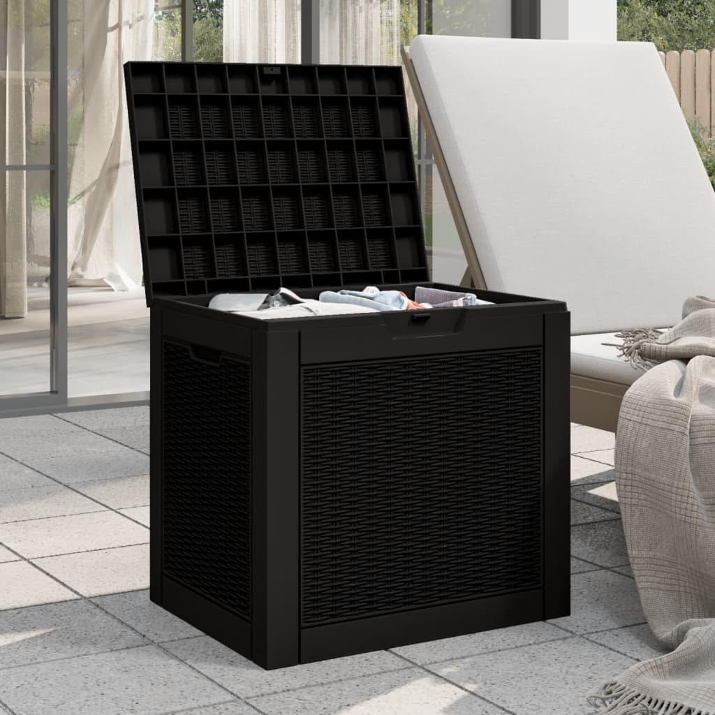 vidaXL Patio Storage Box Black 21.9"x16.9"x20.9" Polypropylene