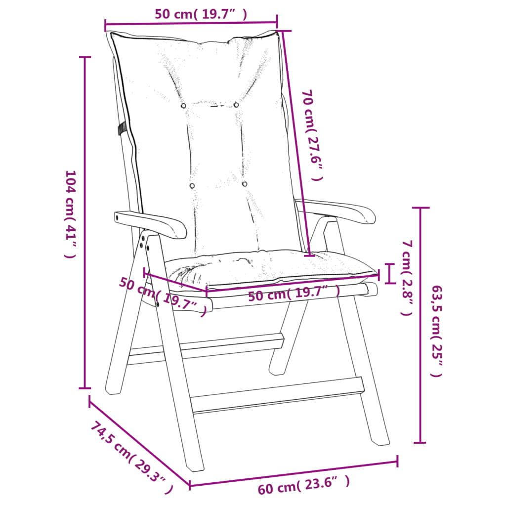 vidaXL Reclining Patio Chairs with Cushions 8 pcs Solid Wood Teak