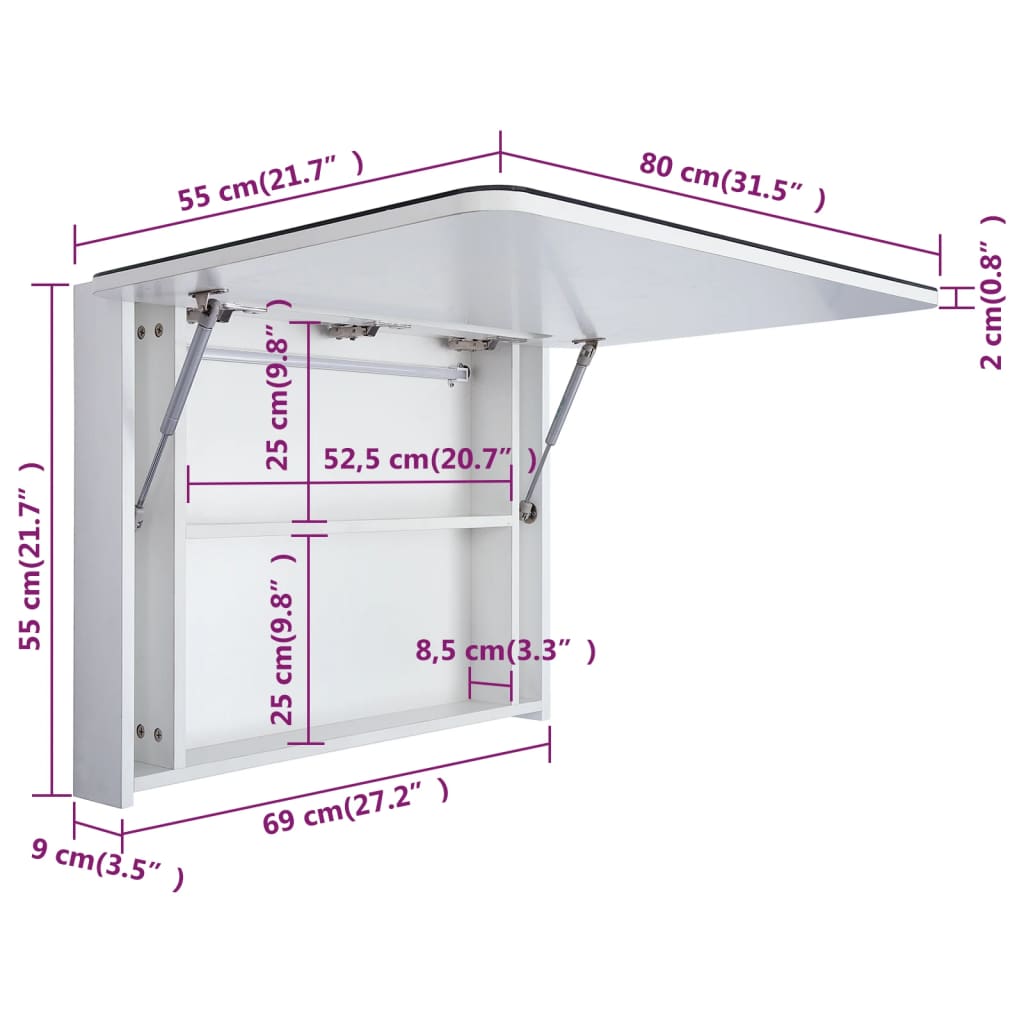 vidaXL LED Bathroom Mirror Cabinet 31.5"x3.7"x21.7"