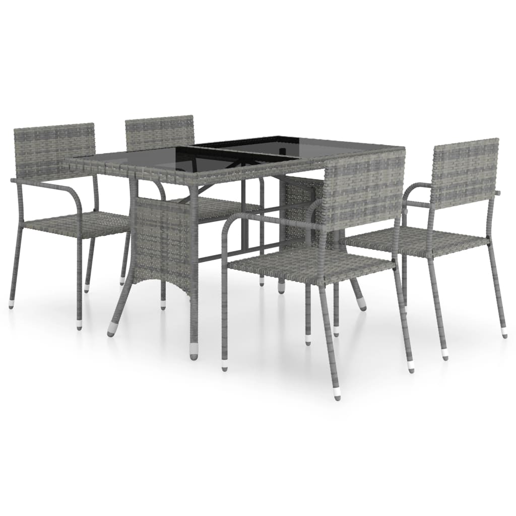 vidaXL 5 Piece Patio Dining Set Poly Rattan Anthracite