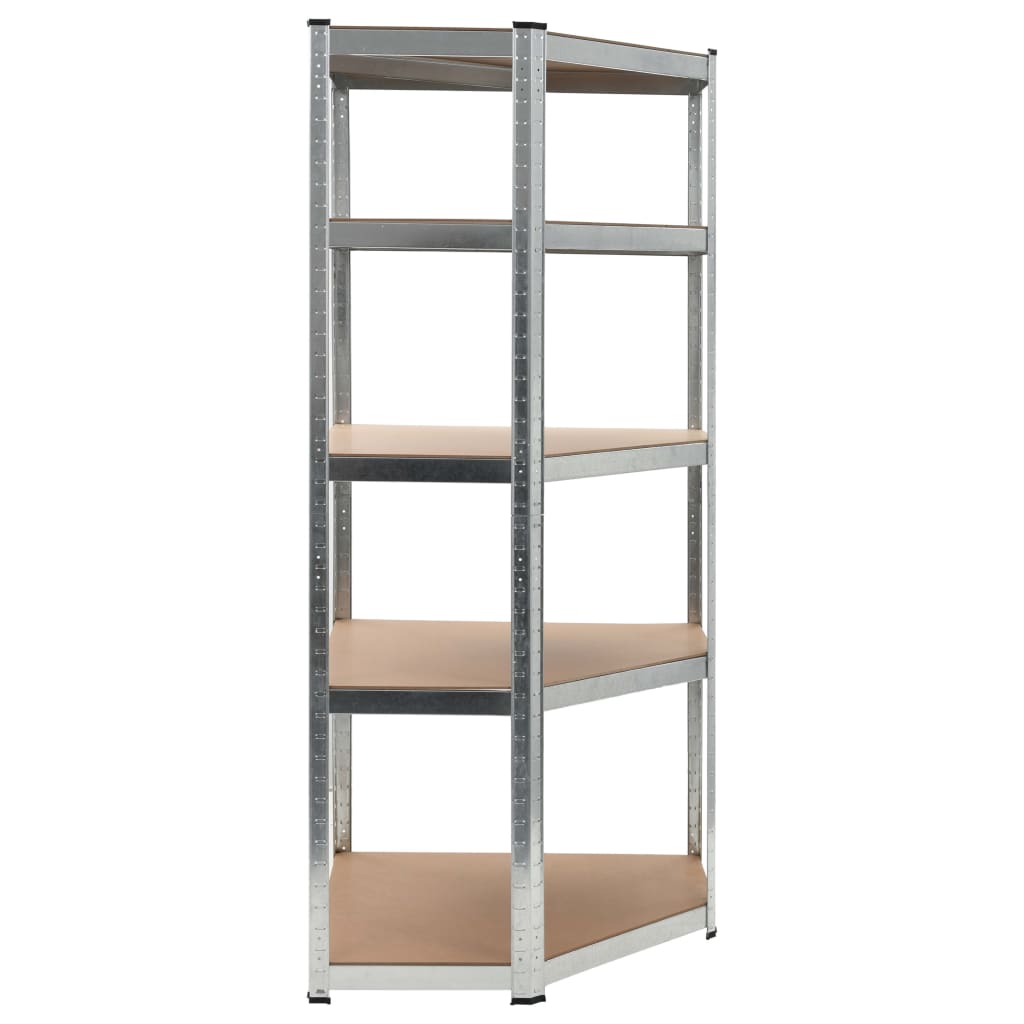 vidaXL 5-Layer Corner Shelf Silver Steel&Engineered Wood