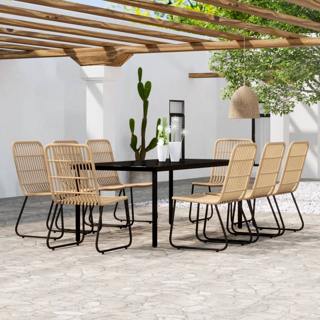 vidaXL 9 Piece Patio Dining Set Oak