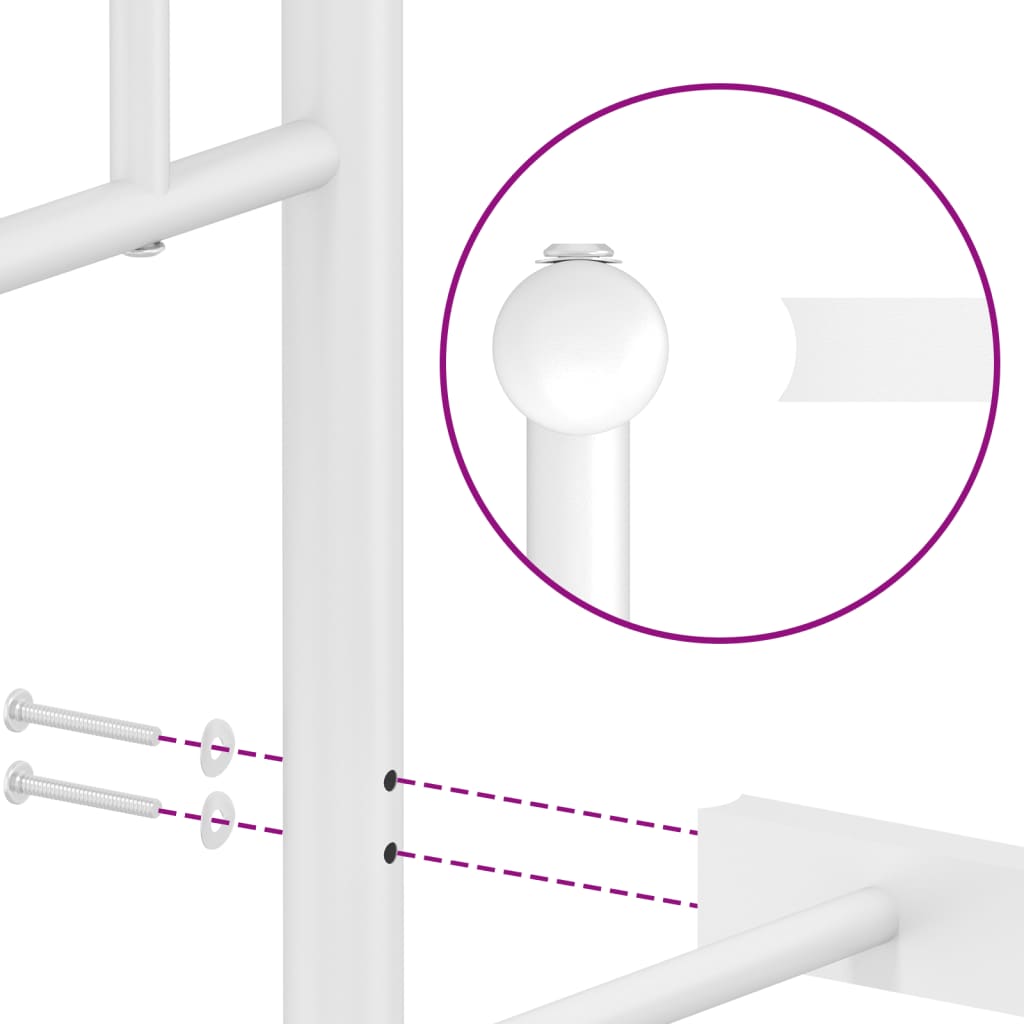 vidaXL Metal Bed Frame without Mattress with Footboard White 59.1"x78.7"
