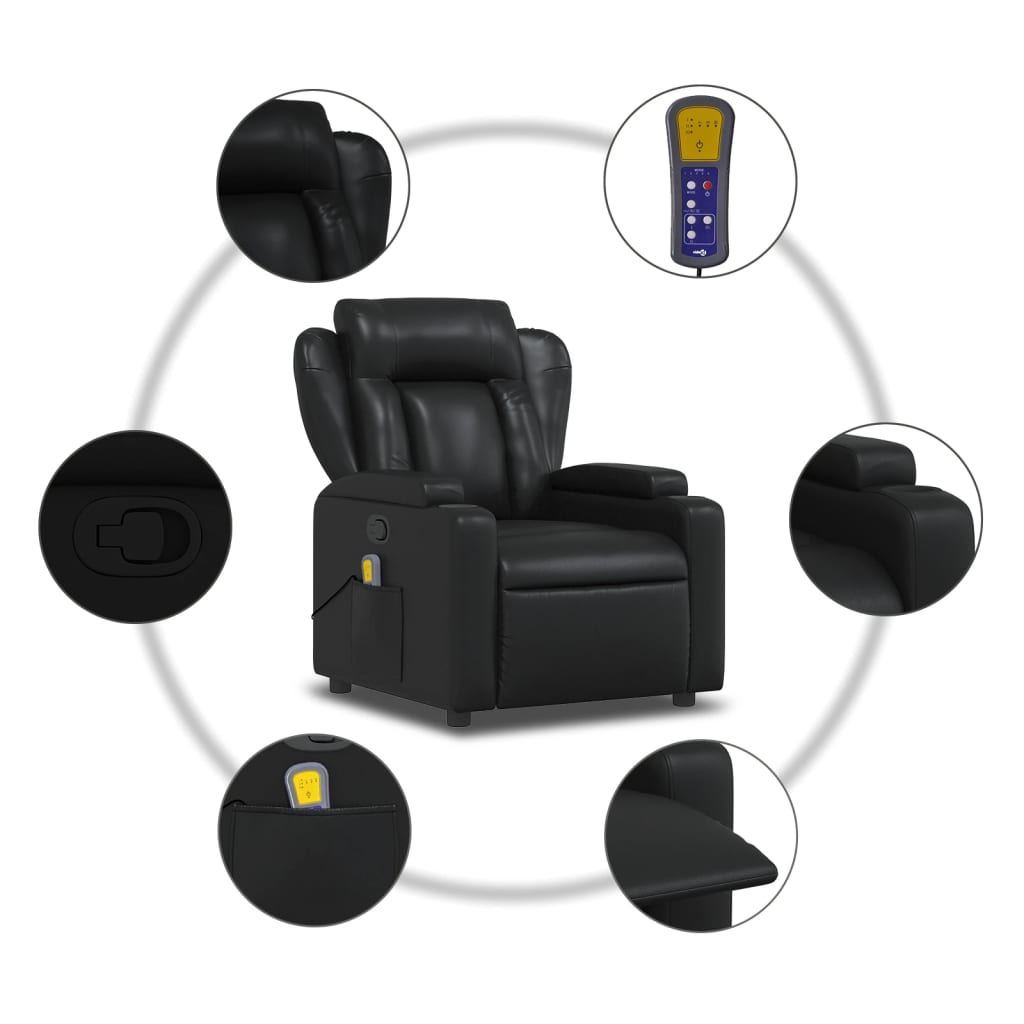 vidaXL Massage Recliner Chair Black Faux Leather