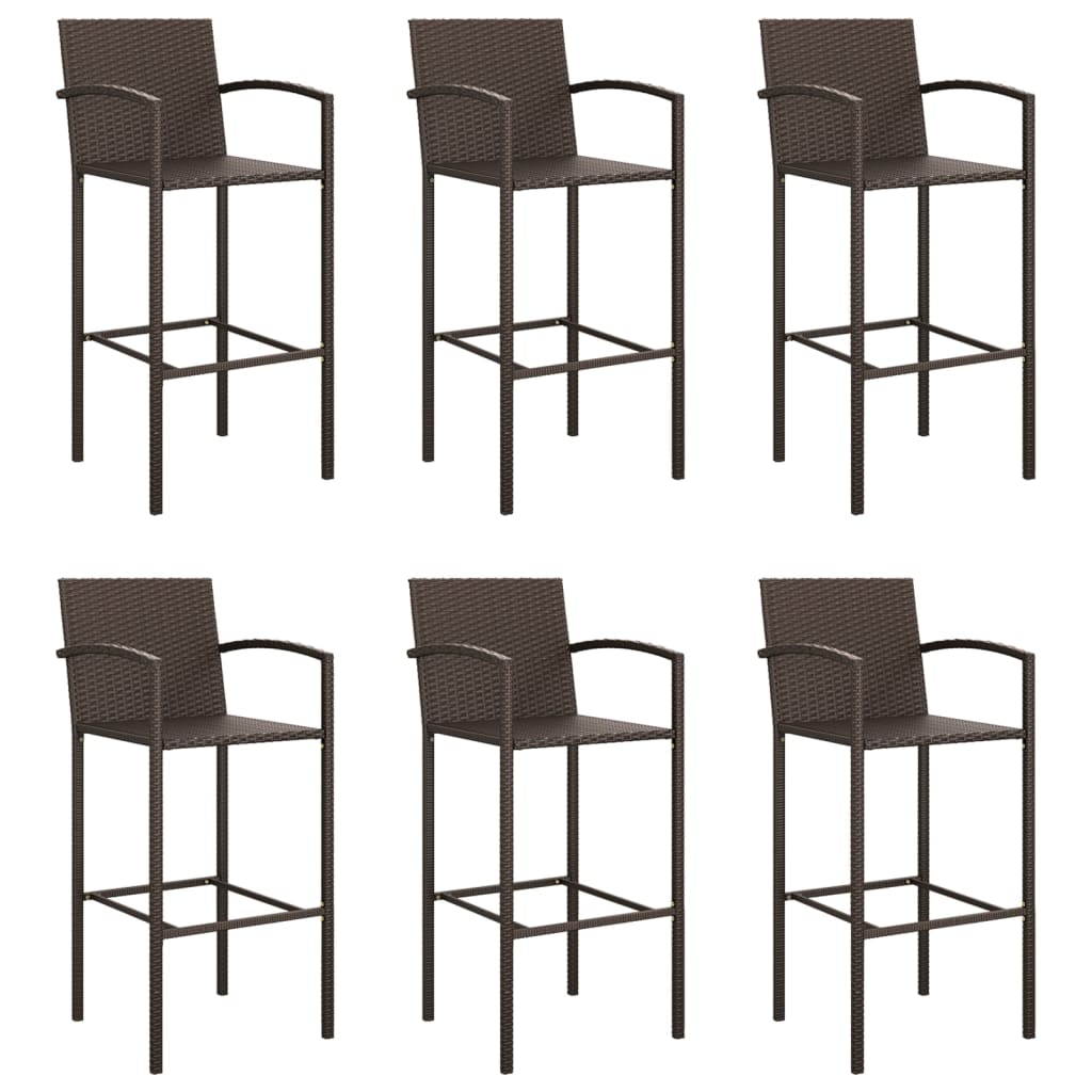 vidaXL 7 Piece Patio Bar Set Brown Poly Rattan