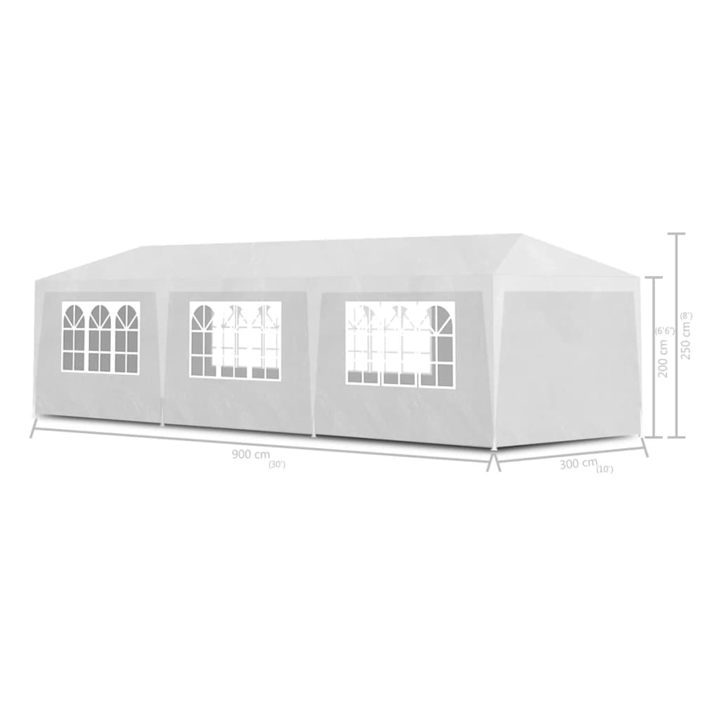 vidaXL Party Tent 10'x30' White