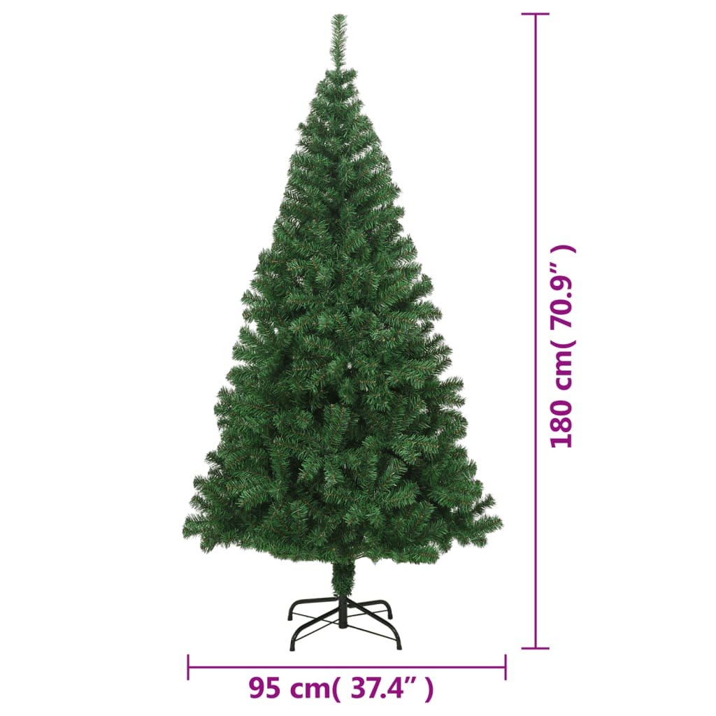 vidaXL Artificial Christmas Tree with Thick Branches Green 6 ft PVC