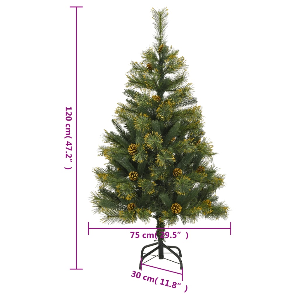 vidaXL Artificial Hinged Christmas Tree 150 LEDs 47.2"