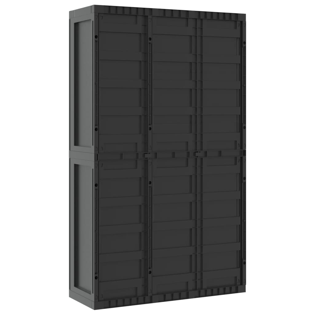 vidaXL Outdoor Storage Cabinet Black 38.2"x14.6"x65" PP