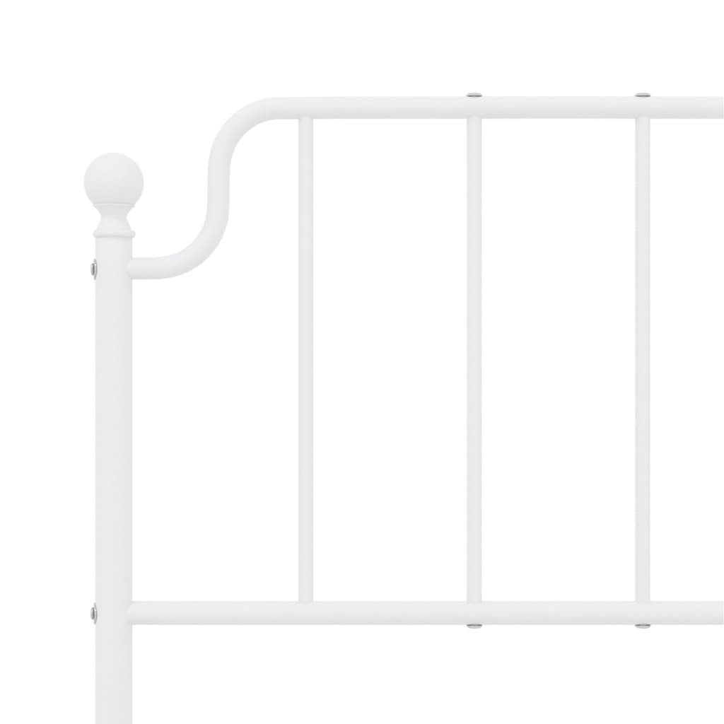 vidaXL Metal Bed Frame without Mattress with Headboard White 59.1"x78.7"