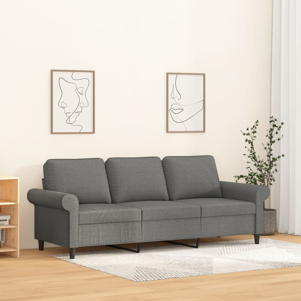 vidaXL 3-Seater Sofa Dark Gray 70.9" Fabric