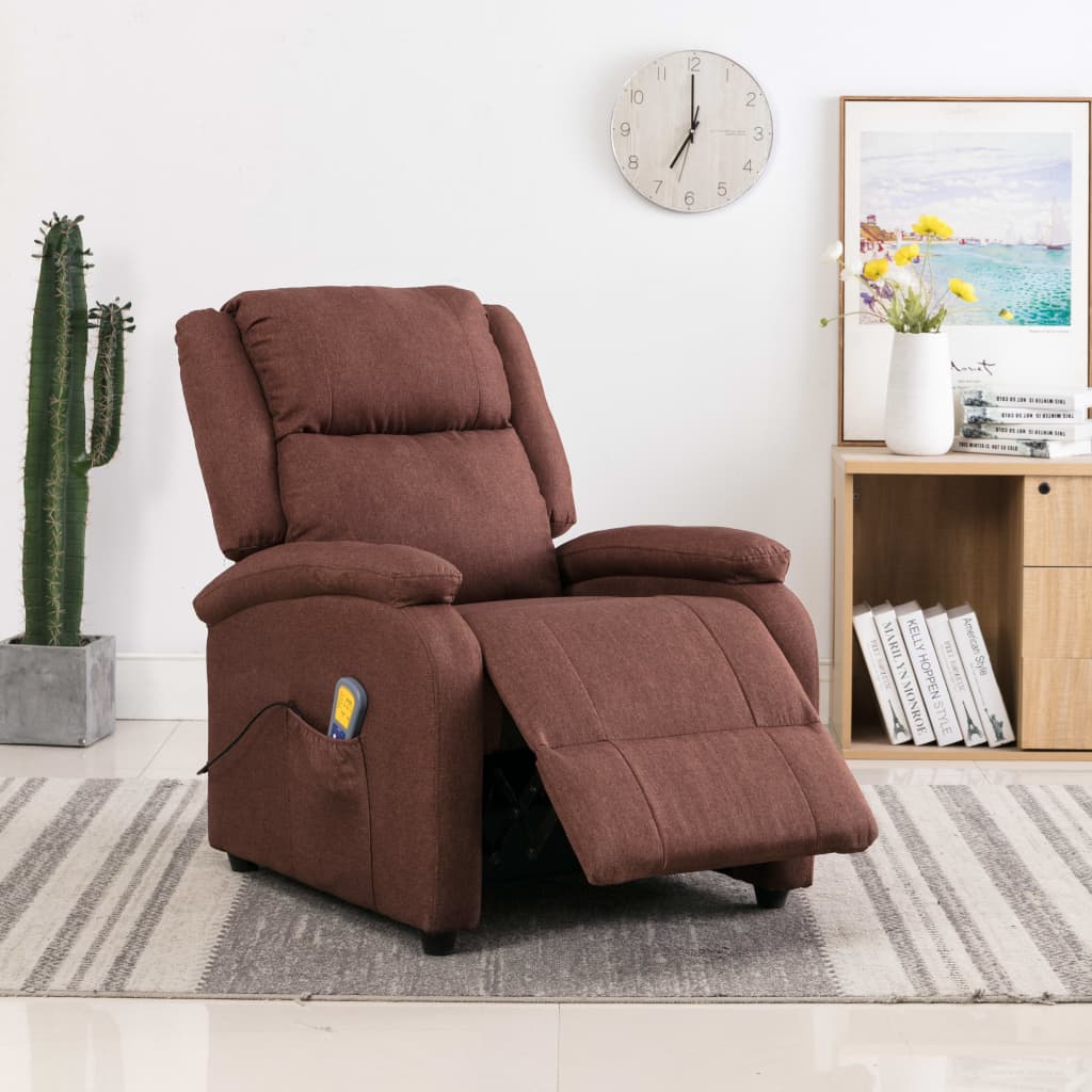 vidaXL Massage Chair Brown Fabric