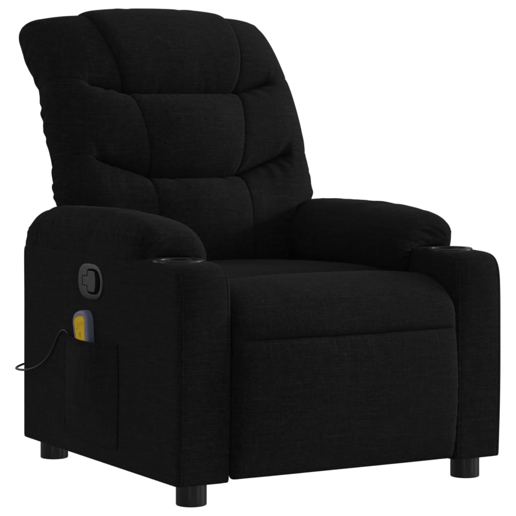 vidaXL Massage Recliner Chair Black Fabric