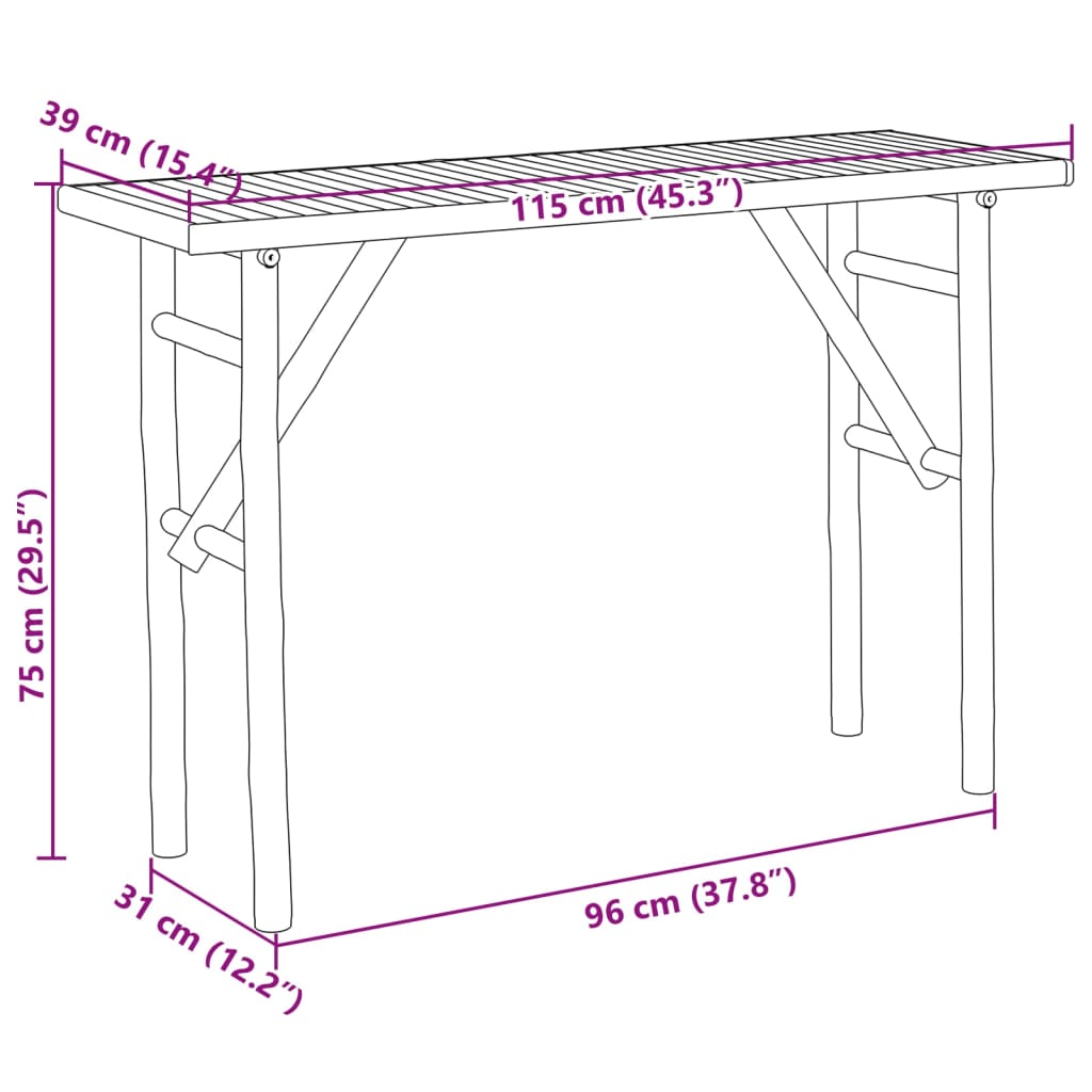 vidaXL Console Table 115x39x72" Bamboo