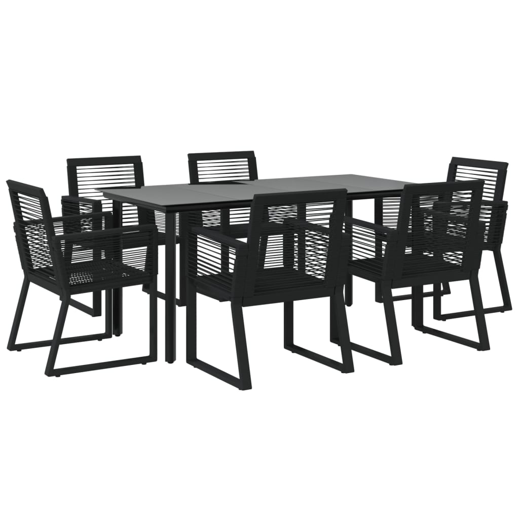 vidaXL 7 Piece Patio Dining Set Black PVC Rattan