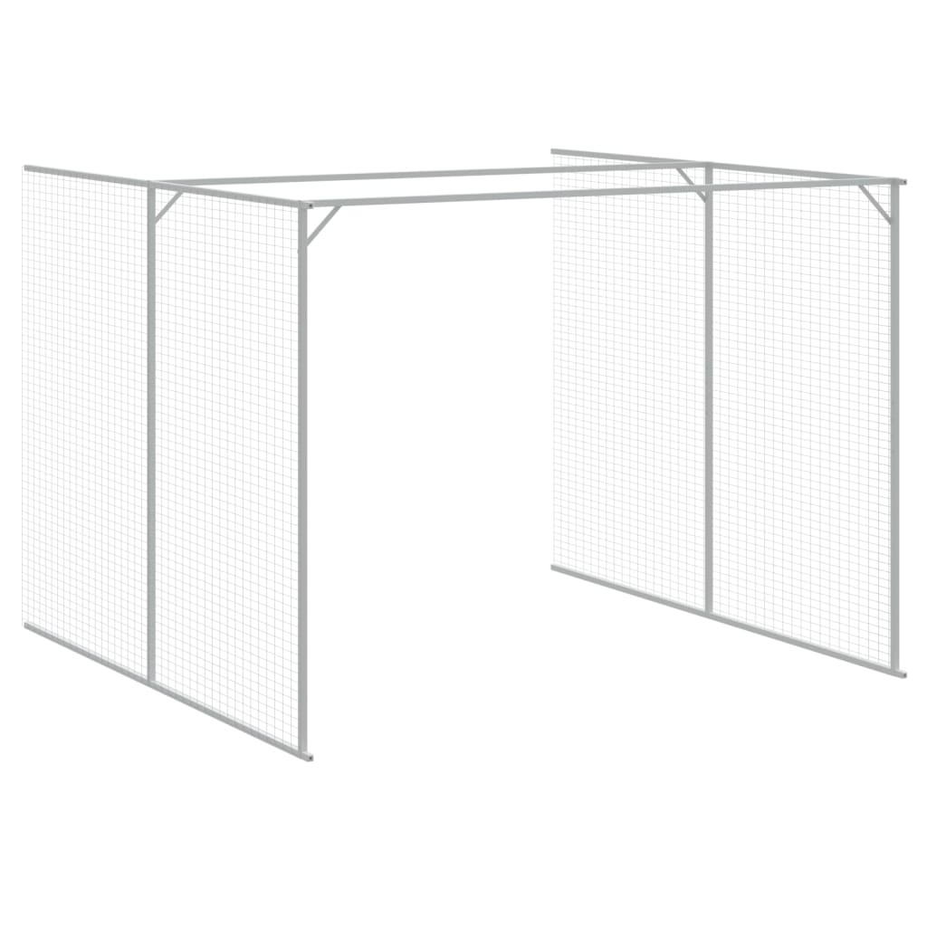 vidaXL Dog House with Run Light Gray 84.3"x179.9"x71.3" Galvanized Steel