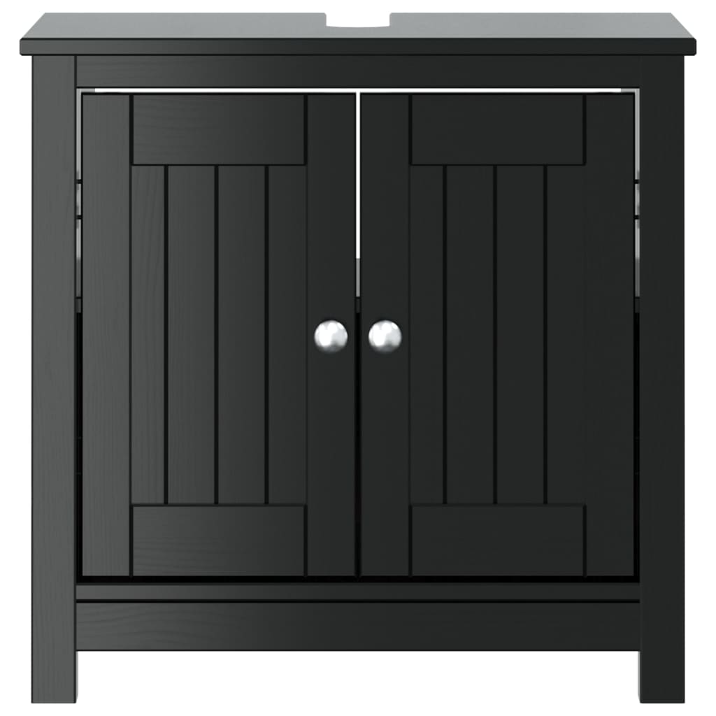 vidaXL Bathroom Sink Cabinet BERG Black 23.6"x13.4"x23.2" Solid Wood Pine