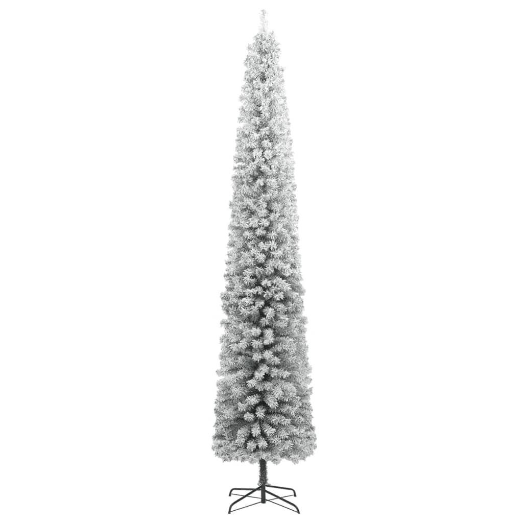 vidaXL Slim Christmas Tree with Stand and Flocked Snow 118.1" PVC