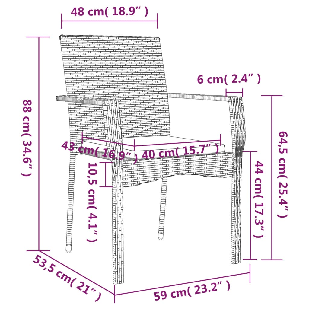 vidaXL 7 Piece Patio Dining Set with Cushions Black and Gray Poly Rattan