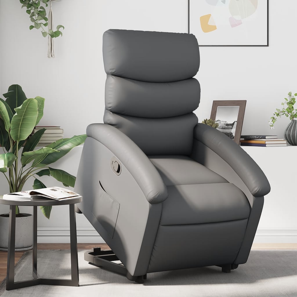 vidaXL Stand up Recliner Chair Gray Faux Leather