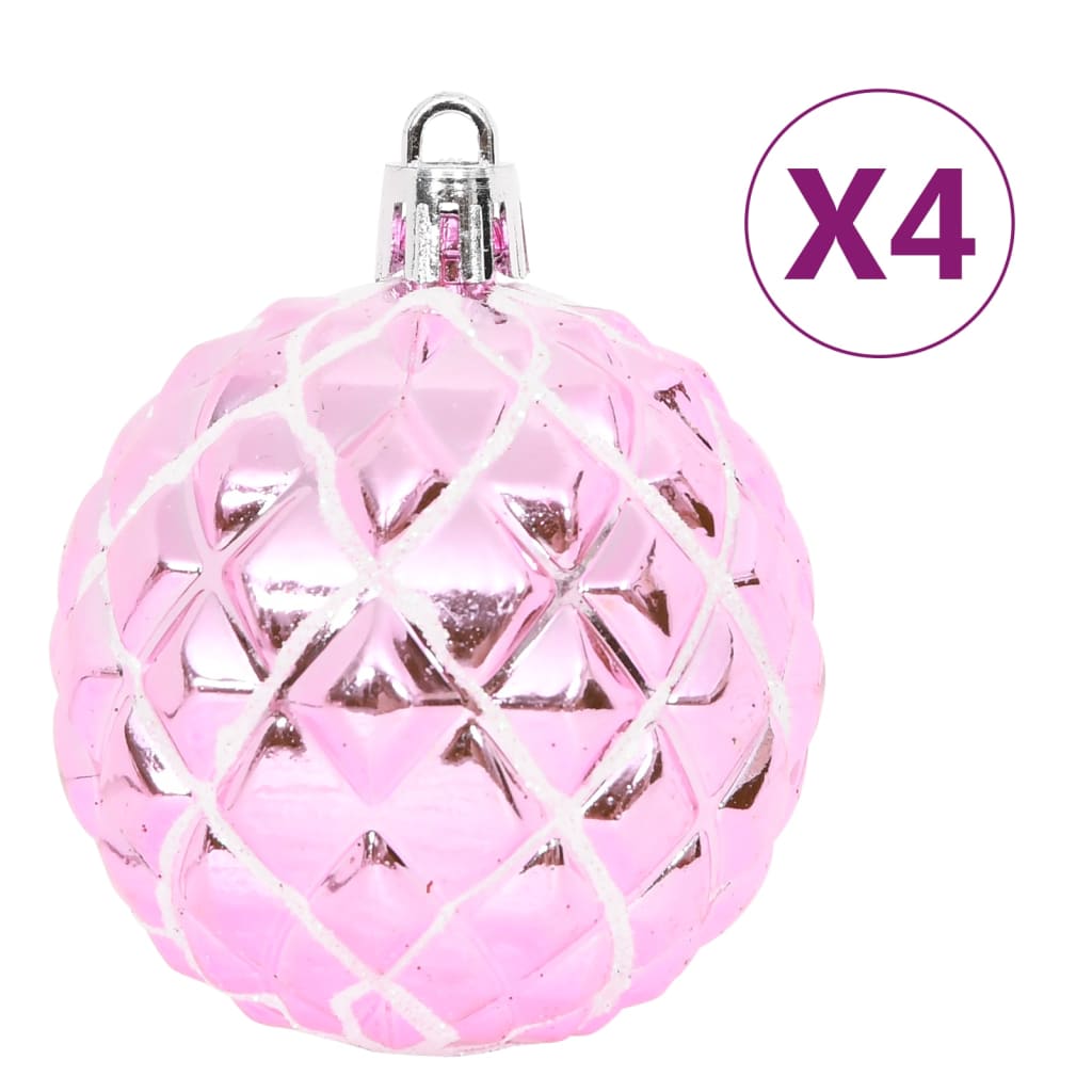 vidaXL 65 Piece Christmas Bauble Set Pink/Red/White