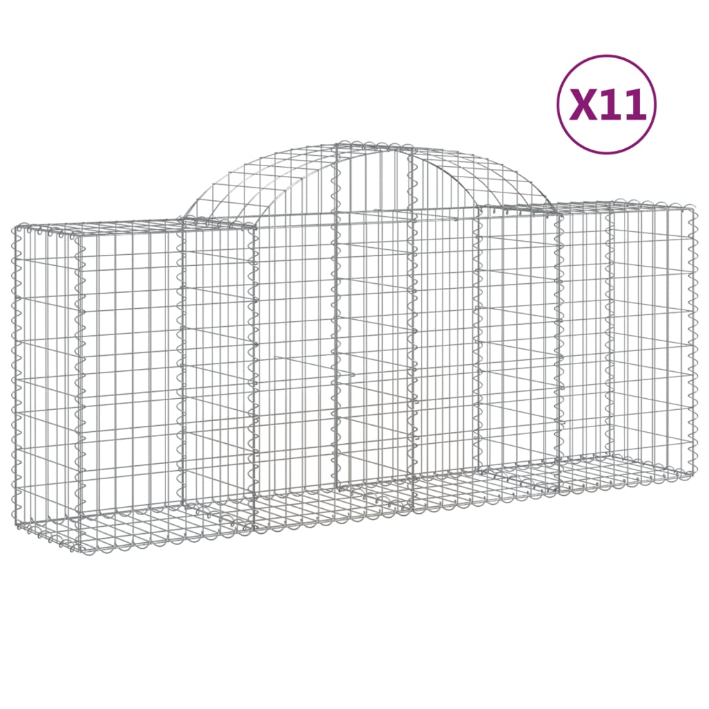 vidaXL Arched Gabion Baskets 11 pcs 78.7"x19.7"x31.5"/39.4" Galvanized Iron