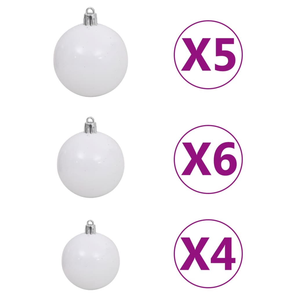 vidaXL Artificial Hinged Christmas Tree 150 LEDs & Ball Set 59.1"