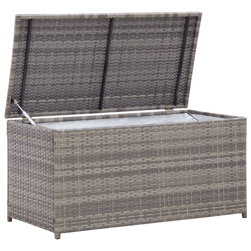 vidaXL Patio Storage Box Poly Rattan 39.4"x19.7"x19.7" Gray