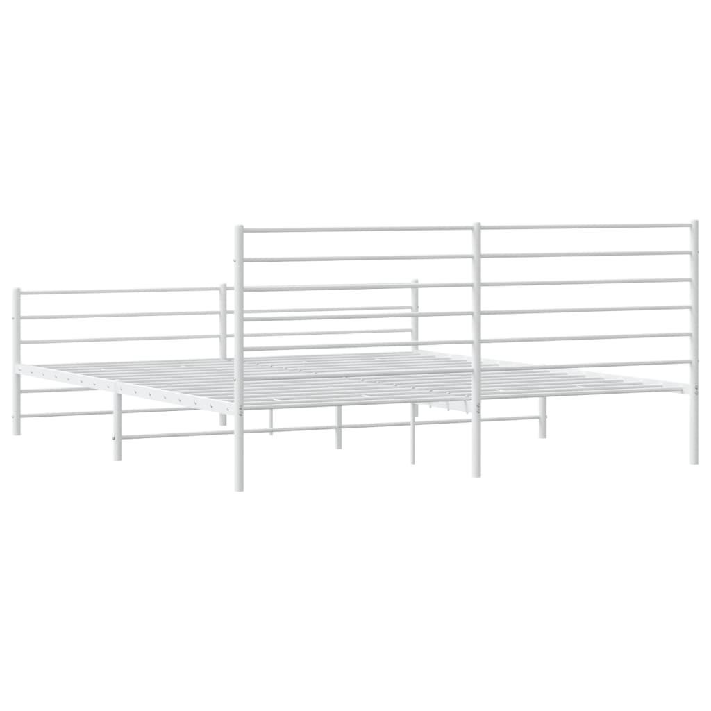 vidaXL Metal Bed Frame without Mattress with Footboard White 76"x79.9"