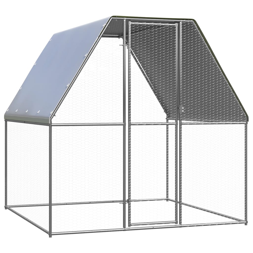 vidaXL Chicken Cage Silver and Gray 6.6‘x6.6‘x6.6‘ Galvanized Steel