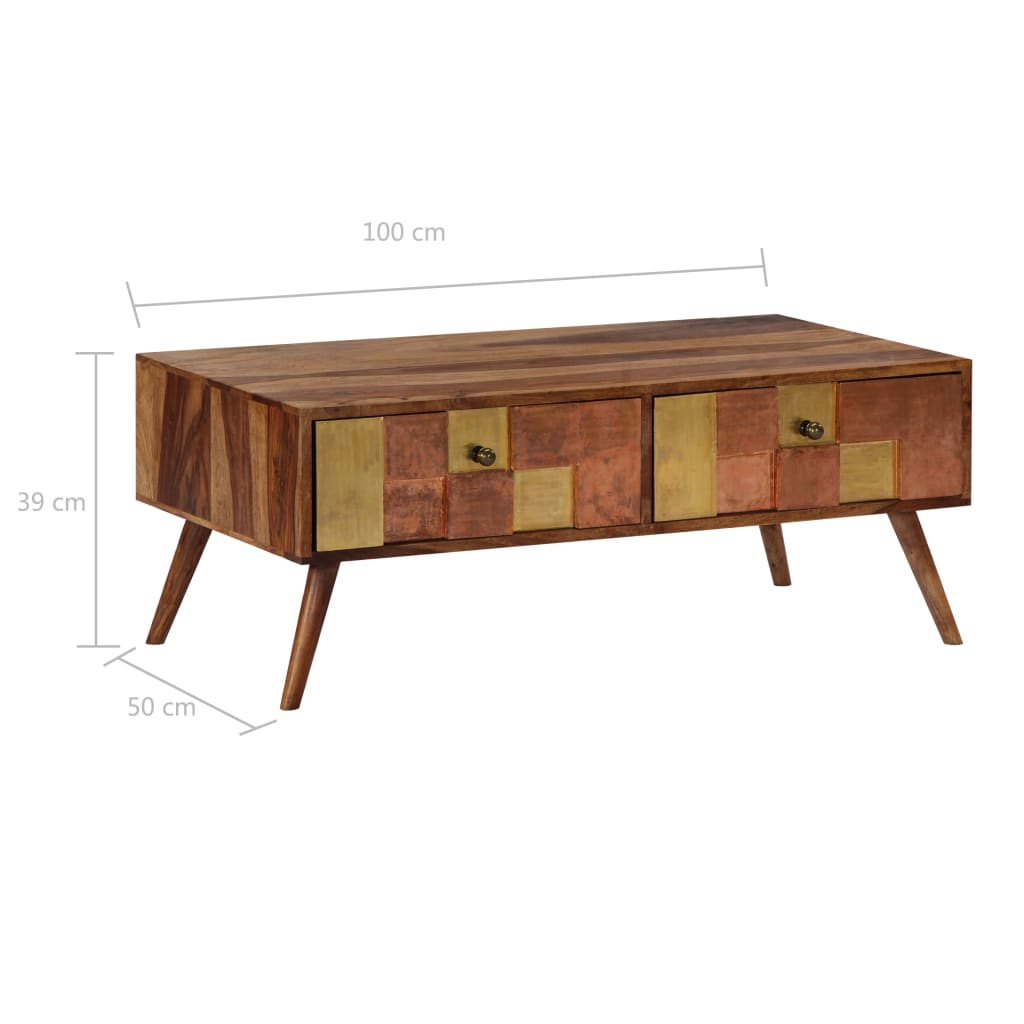 vidaXL Coffee Table 39.4"x19.7"x15.4" Solid Wood