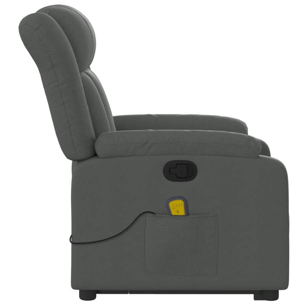 vidaXL Stand up Massage Recliner Chair Dark Gray Fabric