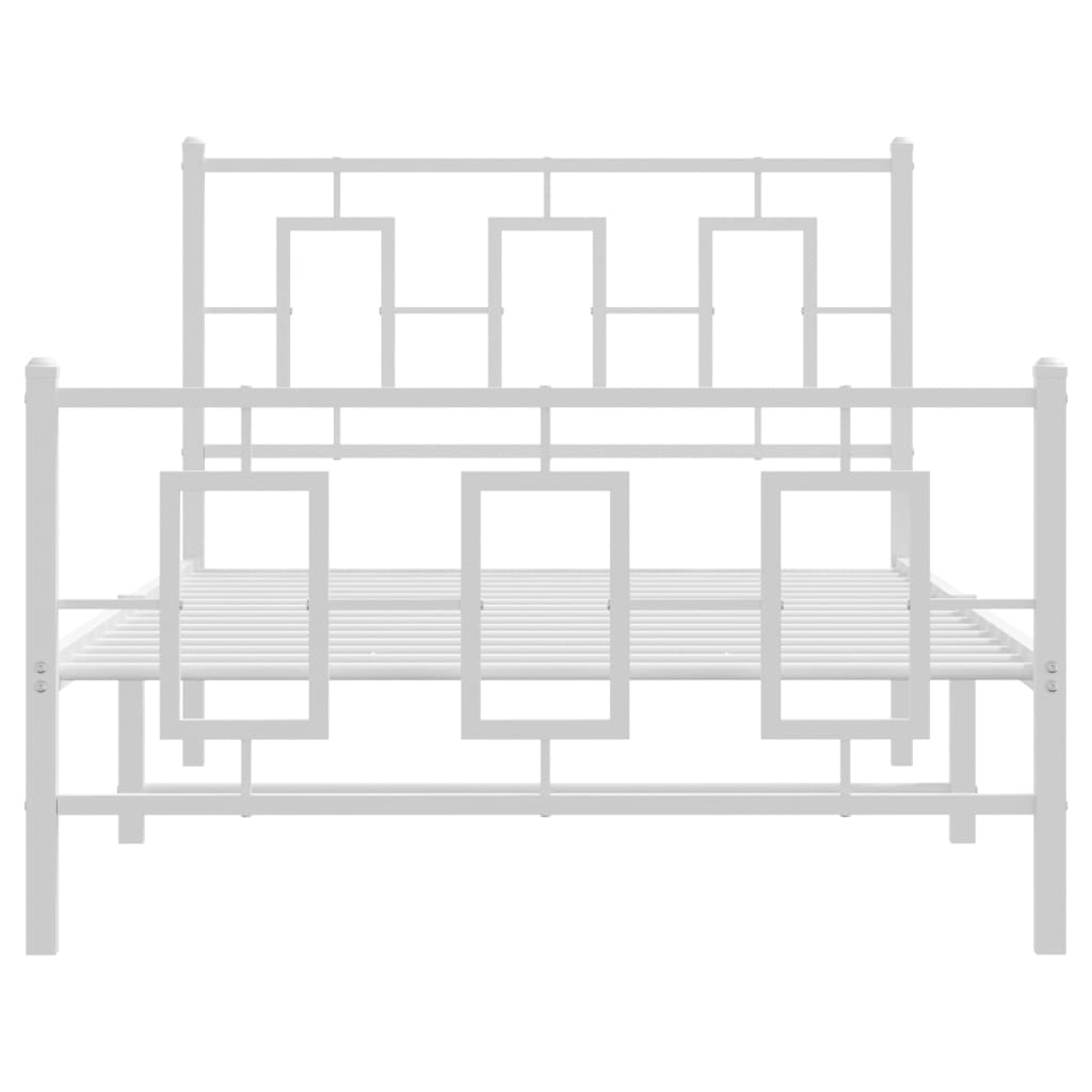 vidaXL Metal Bed Frame without Mattress with Footboard White 39.4"x78.7"