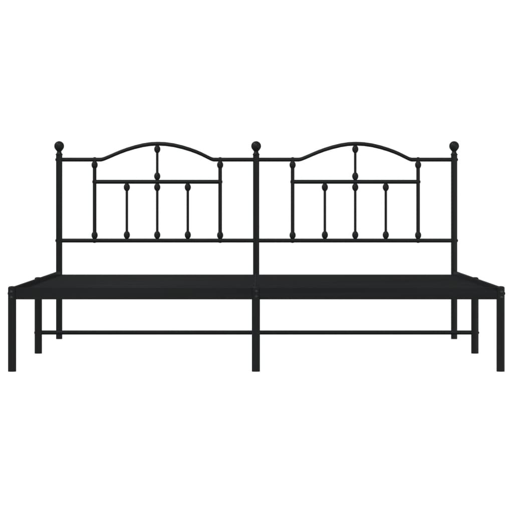 vidaXL Metal Bed Frame without Mattress with Headboard Black 76"x79.9"