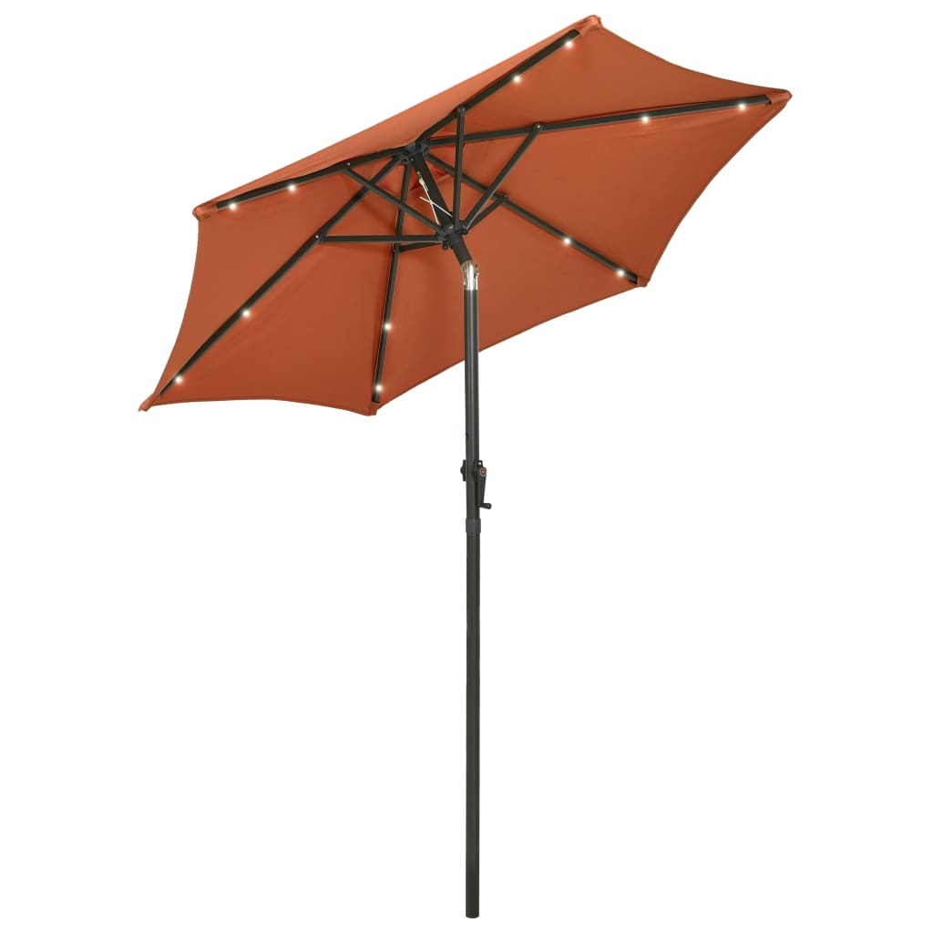 vidaXL Garden Parasol with LED Lights Terracotta 78.7"x83.1" Aluminum