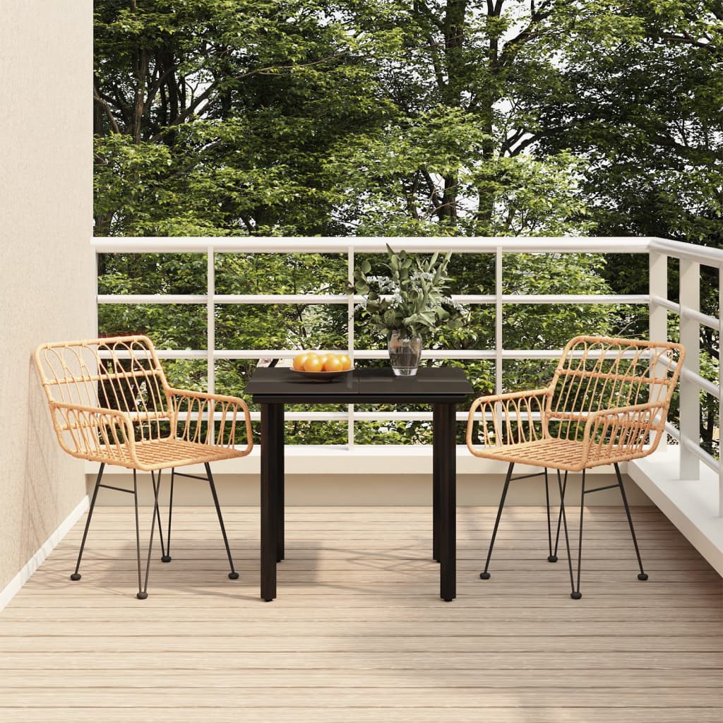 vidaXL 3 Piece Patio Dining Set Poly Rattan