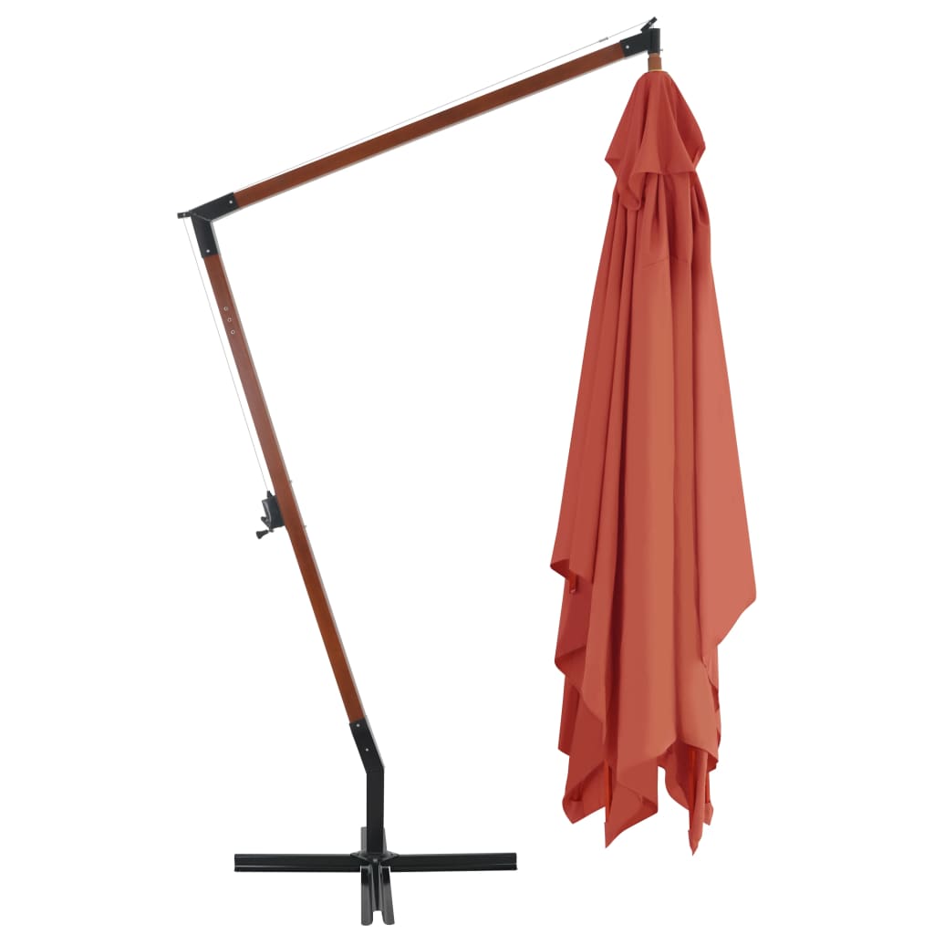 vidaXL Cantilever Garden Parasol with Wooden Pole 157.5"x118.1" Terracotta