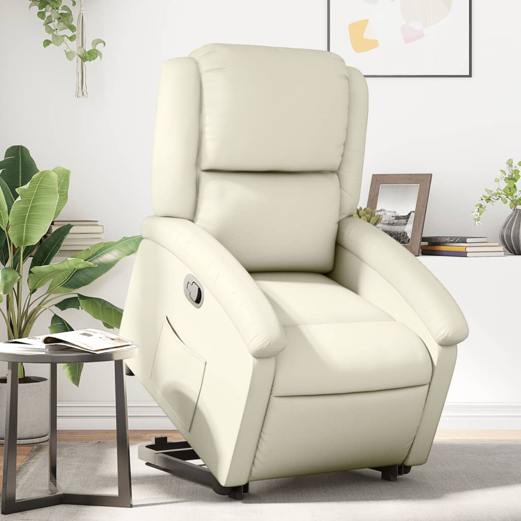 vidaXL Stand up Recliner Chair Cream Faux Leather